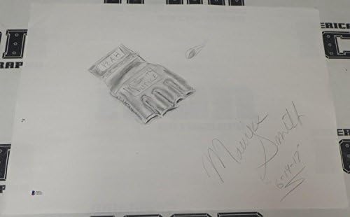 Морис Смит Подписа 18x24 Рисувани на ръка Скица на Бас Бекет с Автограф от Шампиона на UFC - Различни стоки UFC С Автограф