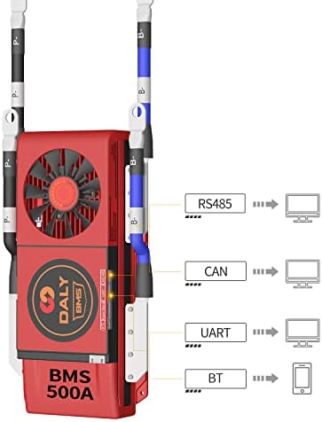 Система за управление на батерията на печатна платка DALY Smart BMS Li-ion 4S 12V 500A с модул за мониторинг на батерията CAN 485 и UART Bluetooth и охлаждащ вентилатор за електроенергийна