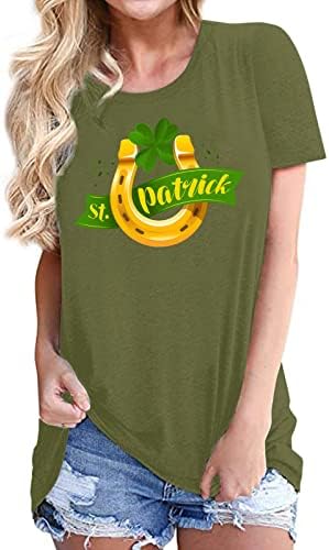 Ризата на Деня на Св. Патрик за Жени, Свободни Тениски, Тениски с кръгло деколте във формата на Централи, Върхове с Принтом