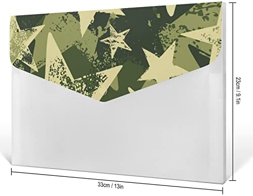 Зелена камуфляжная военна звезда, расширяющаяся папка за файлове, 6 джоба, органайзер за файлове във формата на хармоника, сладки