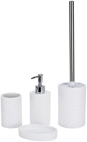 Комплект аксесоари за организатор за баня Whole Housewares с Дозатор сапун, притежател на четка за зъби и четка за Тоалетна