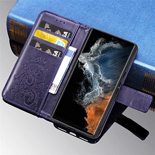Чанта-портфейл XNXCEVI за Galaxy S23 Ultra 5G, [С цветна релефна], Защитен калъф от изкуствена кожа Премиум-клас с панти на капака, държач за карти и стойка за Samsung Galaxy S23 Ultra 6,8 (лил