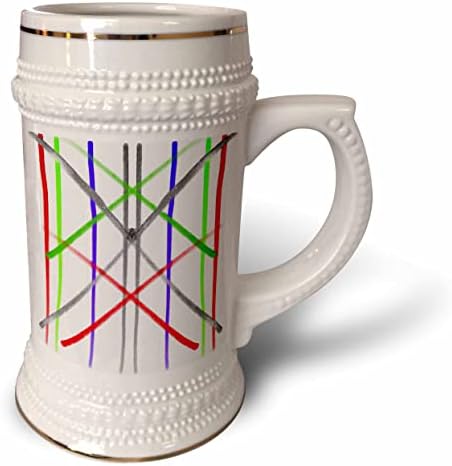 Триизмерно изображение на Червени, зелени и Виолетови Пресичащи се линии - Чаша за стейна на 22 унция (stn_355866_1)