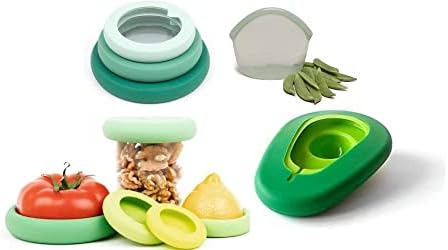 Кухненски принадлежности за обнимашек ECO-PRO 12 парчета - Обнимашки за хранене Sage Green (комплект от 5) + Обнимашки за авокадо (комплект