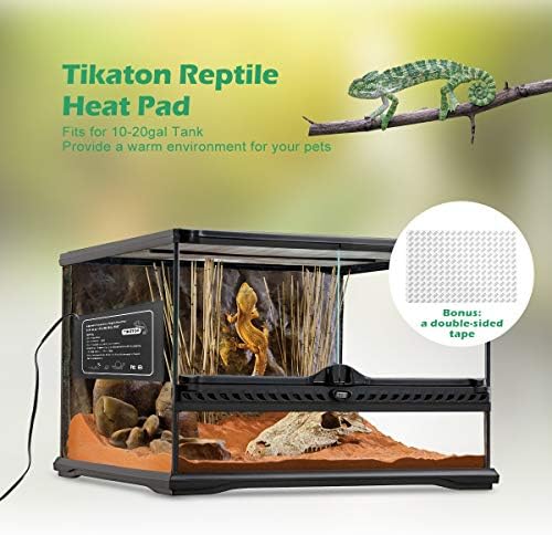 Топло за влечуги Tikaton - Нагревател с контролирана температура под резервоар за резервоар за 10-20 / 30-40 литра, Термомат за Терариум за Костенурки/Змия/Гущери / Жаба / Пая