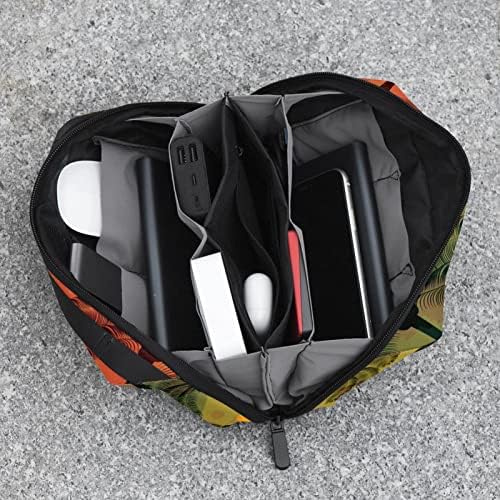 Калъф за носене, чанта, USB-кабел, органайзер, джобен аксесоар, портфейл с цип, палма под формата на чайки по залез слънце