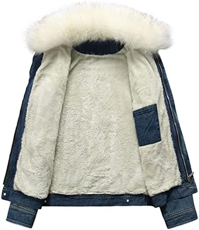 Мъжки Дънкови якета BEUU, Кашмир Руното Парк от изкуствена кожа, Връхни Дрехи Копчета, Свободно Ежедневното Винтажное Топло палто
