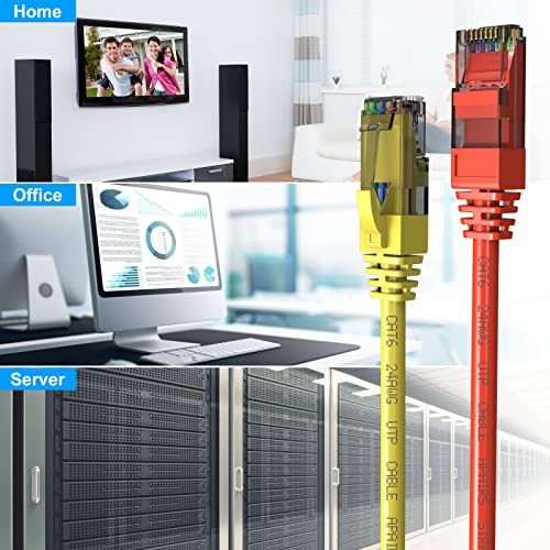 Кабели Cat6 10 Фута (6 бр.), Ethernet Кабел Cat 6, 24AWG CCA, Мрежов кабел UTP, интернет-кабел, Съвместим с PC, лаптоп, рутер, ключ, сървър,