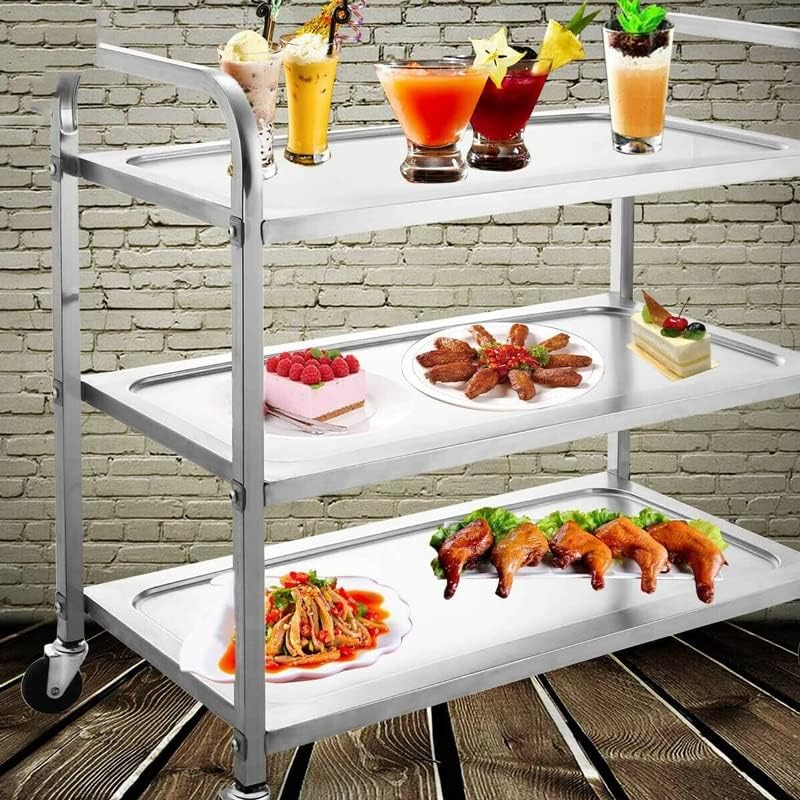 N/A Кухненска количка с 3 рафтове, Търговски килер за хранителни продукти с колела, Кухненски стойка за съхранение (Цвят: