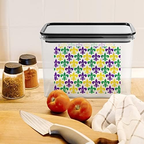 Кутия за съхранение на Mardi Gras Fleur De Lis, Пластмасов контейнер-органайзер за хранителни продукти, съдове с капак за кухни