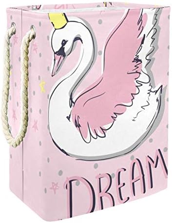 Unicey Сладък Лебед Птица на Мечтите Водоустойчив Сгъваем кош за Бельо Кофа за Детска Стая Детска Спалня