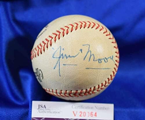 Джим Мур Г. 73 JSA Coa Автограф Главната лийг бейзбол с автограф OML - Бейзболни топки с автографи
