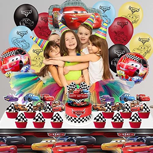 Аксесоари за парти в чест на рождения Ден на автомобили Включват Банер реклама, Окачени Къдрите, балони, на Корицата на масата, Topper