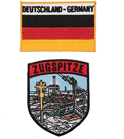 A-ONE - Нашивка на щит в Алпите Цугшпитце + Нашивка с флага на Германия, Красив Пейзаж към Най-високия връх на кабинковия