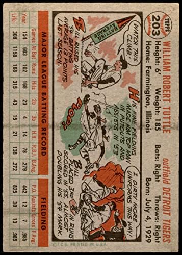 1956 Topps # 203 Бил Таттл Детройт Тайгърс (Бейзболна картичка), БИВШ Тайгърс