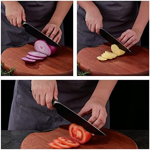 Нож на главния готвач Hanmaster, 8-инчов изкован остър кухненски нож с противоплъзгаща се дръжка, идеален нож на главния готвач с удобен заснемане за дома и ресторанти.