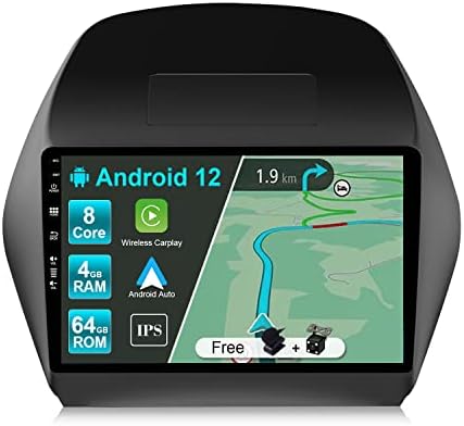 Автомобилна стерео BXLIYER Android 12 IPS с двоен Din за Hyundai IX35 (2010-2017) - Безжична Carplay/ Android Auto /DSP - 4G + 64G - Микрофон + камера - 10,1 инча - ПОТУПВАНЕ на кормилото 360-Камера с бързо зареж