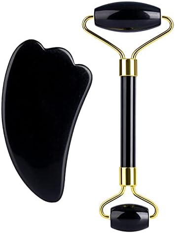 Комплект ролки Albert Обсидиан с двойна глава, Нефритови Сачмен Масажор във формата На сърце, Нефритовая Масажът пръчка за красота на лицето (Размер: 3)