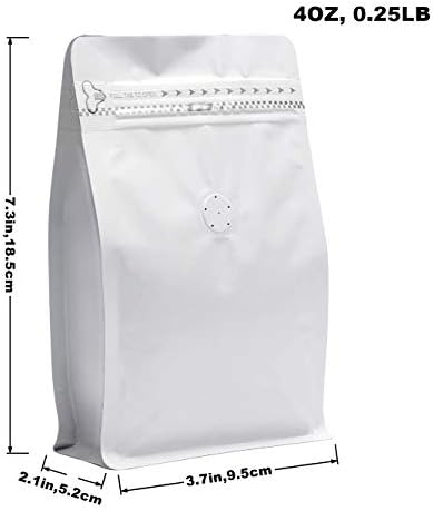 50 Броя Кафе на пакетчета от бял крафт-хартия с тегло 4 грама, стоящ кафе на пакетчета с еднопосочен клапан за дегазация и многократно