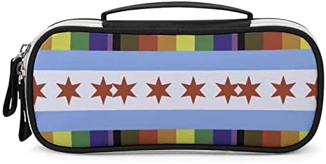 Гордостта на Чикаго Флаг в Розово Райе С Принтом, молив случай, Чанта за Канцеларски Материали, Чанта с Дръжка, Преносима
