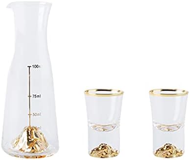 Реколта Чаша FAVOMOTO 1 Комплект Crystal Саксия за Алкохол с 2 Чаши за Ликьор Японски Набор от Саке Прозрачни Чаши за Саке