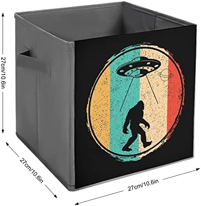Ретро Снежен Човек Снежен Човек Забавен НЛО Извънземно Сгъваеми Кутии За Съхранение Printd Тъканни Кубични Кошници, Кутии