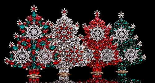 Коледно дърво Winter Wonderland (червен), настолна коледно дърво, за ръчна работа с червени и прозрачни кристали.