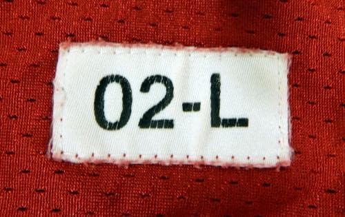 2002 San Francisco 49ers Chike Okeafor 91 Използвана за игри Червена Тренировочная майк 4426 L - Използвани за игра в НФЛ тениски