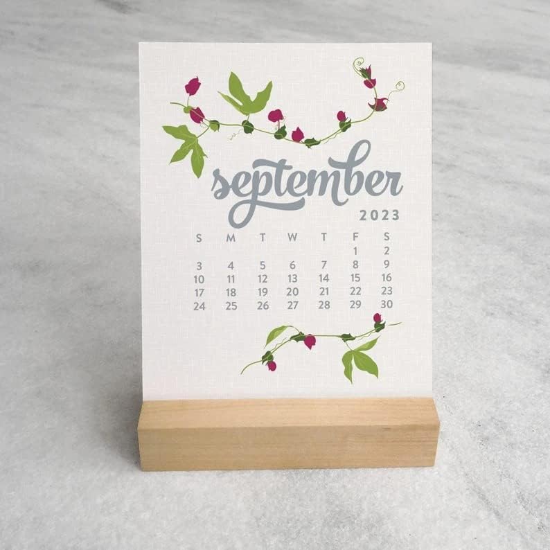 Сладък настолен Календар за 2023 година, Календар на 2023 година с дървена стойка, Настолен Календар с полевыми цветове на 2023 година,