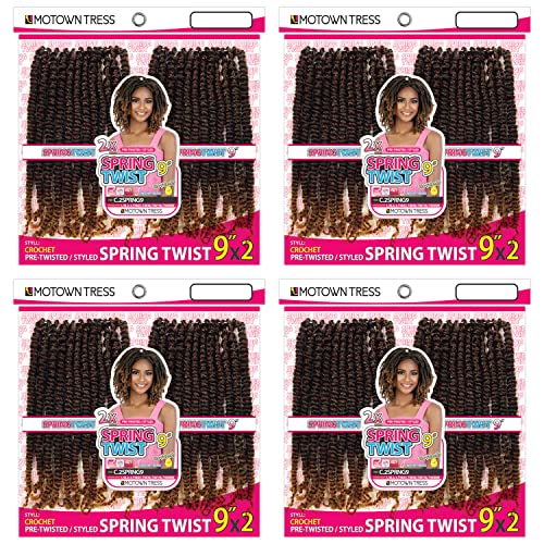 Мотаун Tress (C. 2sprng9 Spring Twist - 24 Локона - 9 см - 4 опаковки) - Синтетична Коса, плетене на една кука в T1B_27