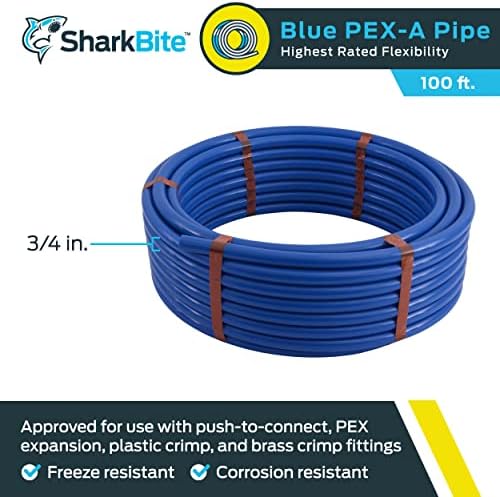 SharkBite 3/4 Инча х 100 Метра Синьо PEX-A, Гъвкава Водопроводна тръба PEX Тръба за водопровод, UA70B100