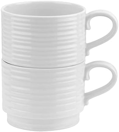 Portmeirion Sophie Conran Бели Стопочные чаша|, Определени от 2/12 грама Чаши за кафе, чай и горещо какао|, Изработени от порцелан | Може да се използва в микровълнова фурна и съдом