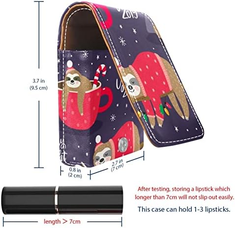 Случай Червило Грим Ленивца Весела Коледа Прекрасна за Външни козметични чанти Преместване на Преносим козметични чанти
