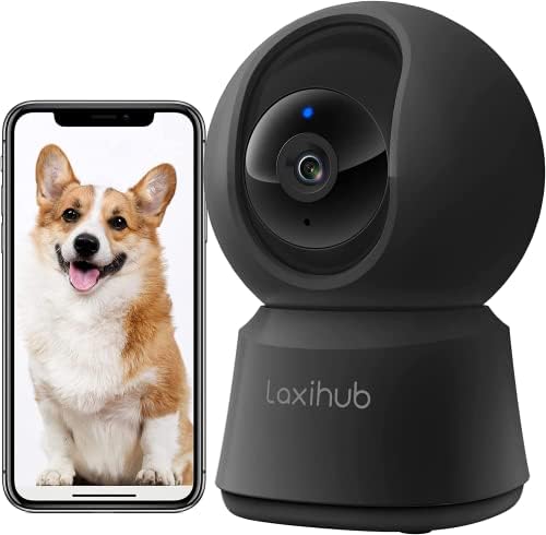 LAXIHUB 5MP / 2K + Камера за домашни кучета с приложението за телефон, 2,4 G WiFi Камера за сигурност за дома, Канче / Наклон