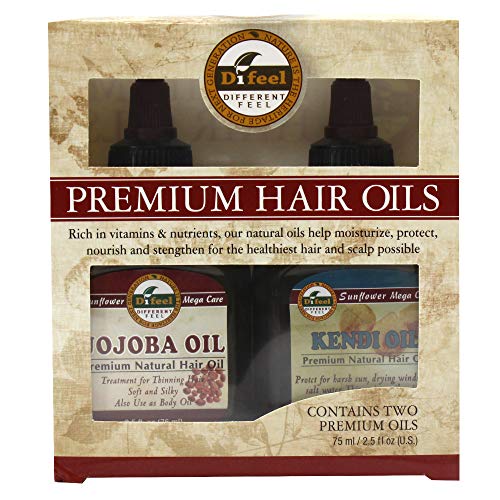 Натурално масло за коса Difeel Premium - масло от жожоба и масло Кенди 2,5 грама (комплект от 2 теми)
