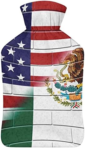 Гранична Стена с Флага на САЩ и Мексико, Плюшен Чанта за Впръскване на Вода, Гумена Чанта За Топла Вода, Преносима Топло за Топла Вода,