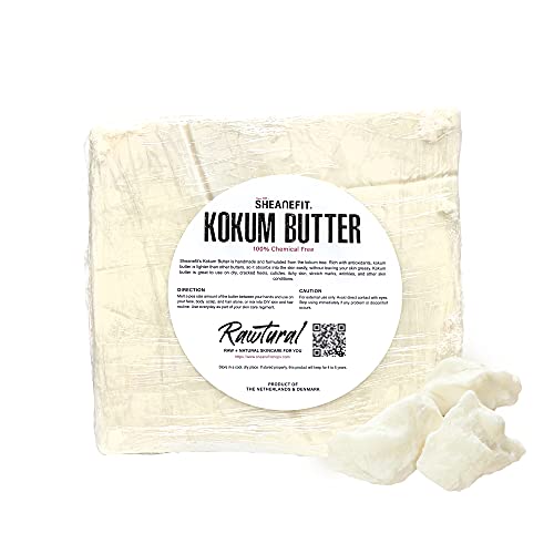 Sheanefit Raw Kokum Butter Bulk Bar - Масло за тяло с гладка текстура Бързо се абсорбира, използвайте самостоятелно или в смес с масло за тяло, кремове за коса 5-фунтовый шоколад (5-фу