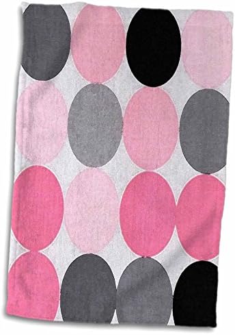 Кърпа за ръце/спорт с по-голямата част рисувани 3D Black Rose Pink N Grey Circles, 15 x 22