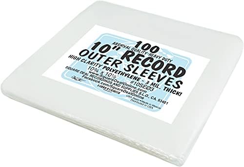 100 Пластмасови външни втулки за 10 грамофонни плочи 10SE03 - Висока разделителна способност - Защита на обвивката на плочи и защита от прах!
