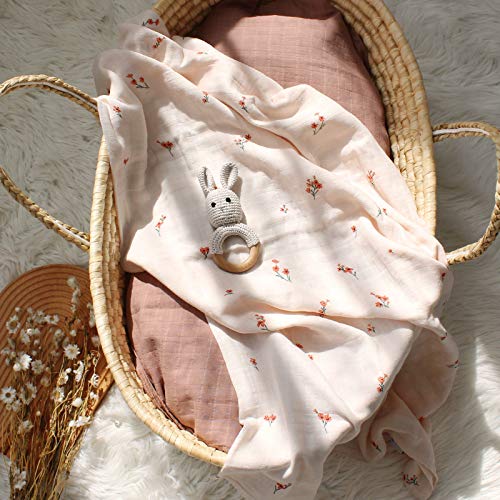 Одеяла за свободни новородените момичета LifeTree, Муслиновое Пеленальное одеяло Неутрален цвят за новородени бебета, от Органичен памук, Размер 47 х 47 см, Однотонное/С