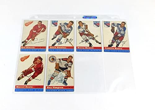 Много (6) Различни по хокей на карти Топпса Хауэлла Стенли 1954-55 година на издаване - Slabbed Hockey