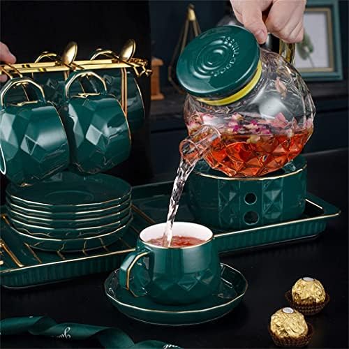 N/A Набор от манекени с цветя модел в скандинавски стил, Нагревающийся чайник с варени плодове, Керамична чаша за следобеден чай,