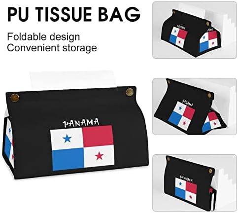 Флаг Панама Капак Кутии за Салфетки От Изкуствена Кожа Притежателя Кутии За Салфетки Правоъгълен Калъф За Салфетки За Лице Хартиен Органайзер