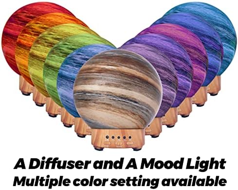 Въртящи Ароматни дифузор Planet Mood Light с голям Стъклен Купол, Ултразвукова Спрей за Етерични масла, Таймер за Автоматично изключване,