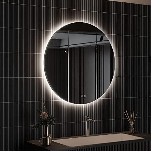 Стената кръгло огледало ROOMTEC 24 led подсветка, 6000 К, осветление, с регулируема яркост, тоалетка с огледало за баня, защита от замъгляване