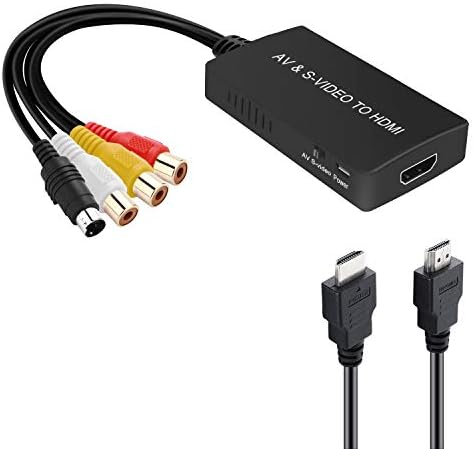 Конвертор TaiHuai SVideo в HDMI, S-Video и 3RCA CVBS Composite аудио-видео Конвертор Поддържат 1080 P/720 P Съвместимост с преносими PC, Xbox, PS3, DVD Playe (S-Video и 3RCA са женски