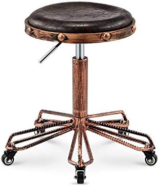 Столове за китара с колела, Регулируем Офис стол с черна седалка от изкуствена кожа Регулируема височина 48-62 см, Поддържан тегло 160 кг,