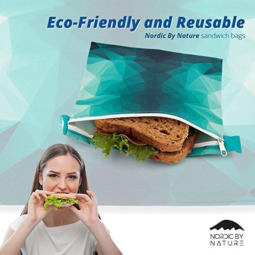 Nordic By Nature 4 опаковки - за Многократна употреба опаковки за сандвичи, Могат да се мият в миялна машина, Не съдържа BPA - Силни Миещи