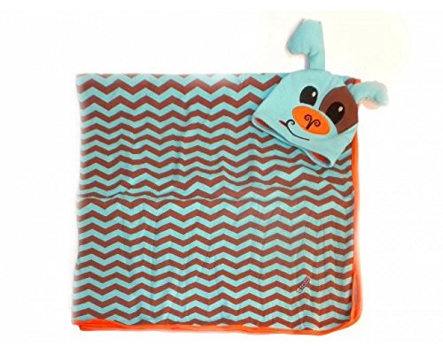 Памучно Пеленальное Одеяло SOZO за новородени момчета и Кученца и Комплект шапки за еднократна употреба в тон, Син, Кафяв, 0-6 Месеца