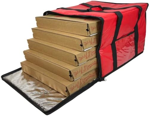 Чанта-переноска за пица с изолация FSE', 18 см x 18 см x 13 см, Дишаща конструкция, капацитет от пет 16-инчови кутии за пица или четири 18-инчови